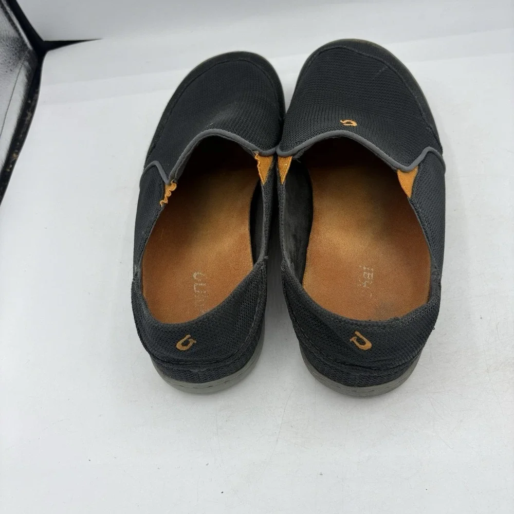 Olukai Boat Shoes Mens Size 9.5 Nohea Mesh Navy Blue Orange‎ Slip On Slide